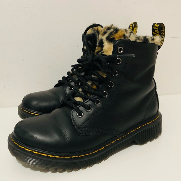 Dr. Martens Other - Dr. Martens black leather with leopard fur boots (1)